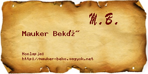 Mauker Bekő névjegykártya